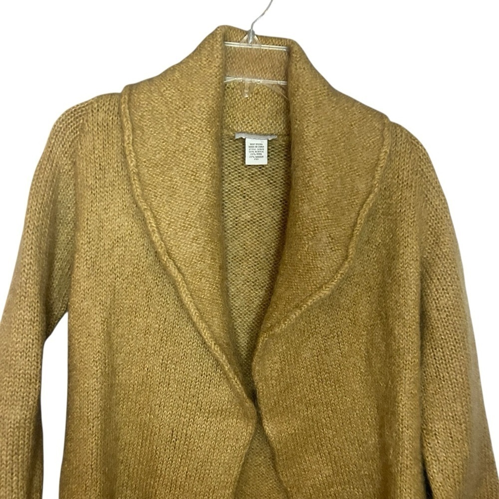 Soft Surroundings Mohair Wool Blend Cardigan Sweater PXS Tan Open Front - Picture 4 of 9